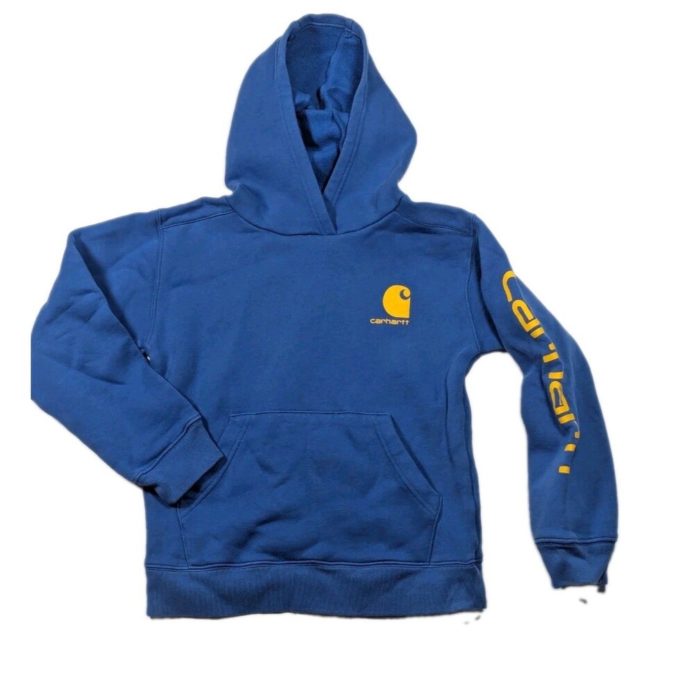 youth carhartt hoodie Blue Logo Sleeve Size Small